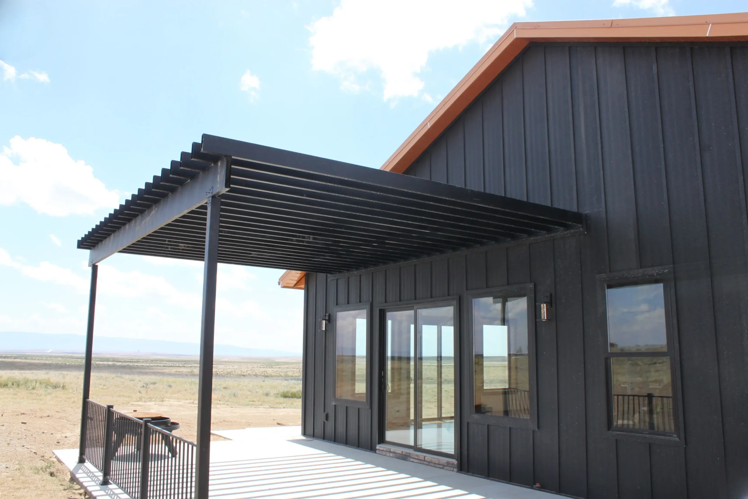 Image of a patio at a custom-built barndominium at Tatanka Run in Casper Wyoming