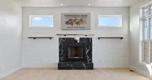 Family room fireplace at 225 Iron Horse Rd